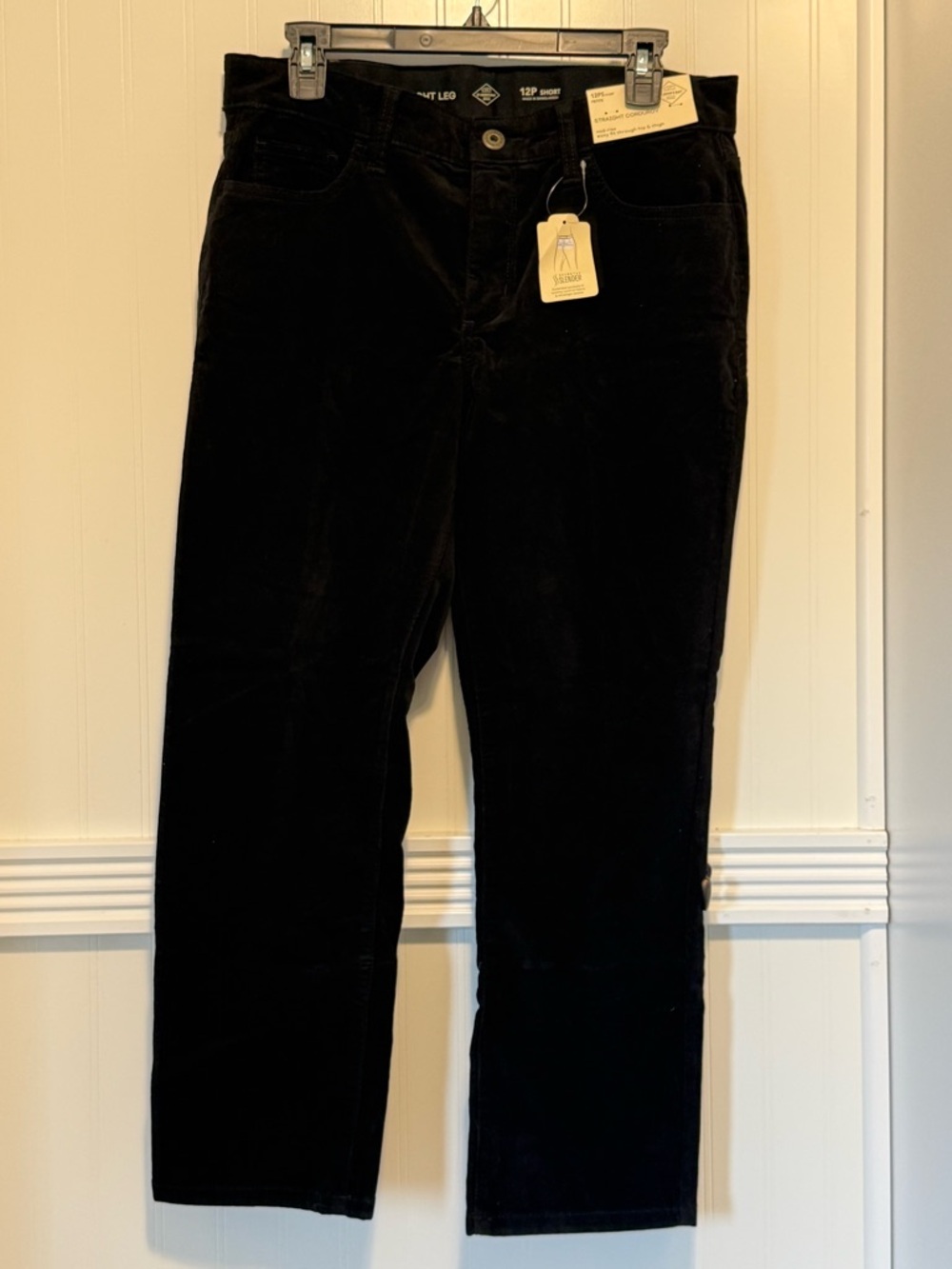 St. John's Bay Black Corduroy straight leg tummy control mid rise Pants